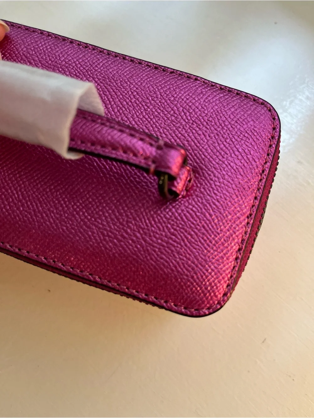 Coach Metallic Fuchsia Saffiano Mini Vanity Case